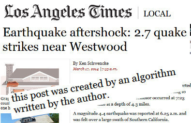 Des algorithmes travaillent pour le «LA Times» | DocPresseESJ | Scoop.it