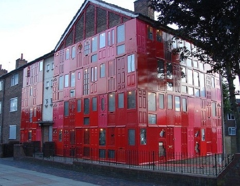 Red house with salvaged doors in Liverpool | 1001 Recycling Ideas ! | Scoop.it