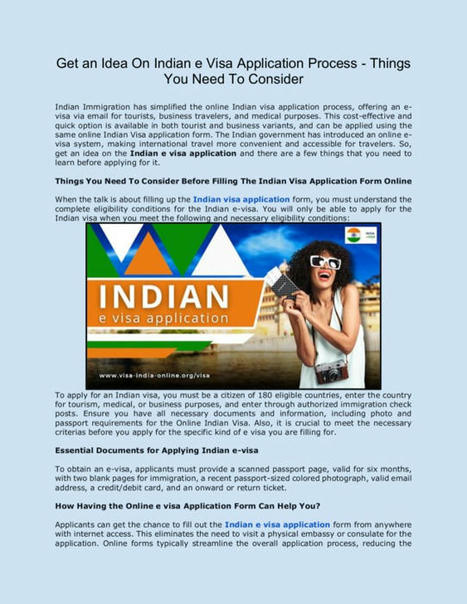 Get an Idea On Indian e Visa Application Process - Things You Need To Consider | visa india online | Scoop.it