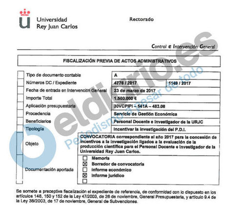 La universidad pública Rey Juan Carlos paga un plus de 2.400 euros por "méritos" al rector de los plagios | Boletín resumen 2017, el año de los cuchillos largos. | Scoop.it