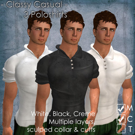 Classy Casual Polo T-Shirts Pack of 3 by artMEfashion | Teleport Hub | Second Life Freebies | Scoop.it