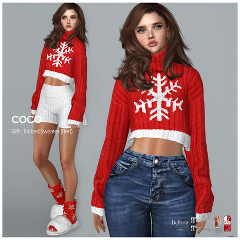 Ribbed Sweater Red December 2022 Group Gift by COCO Designs | Teleport Hub - Second Life Freebies | Second Life Freebies | Scoop.it