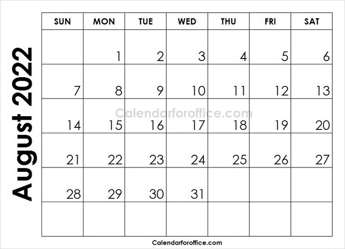 free editable august 2022 calendar blank 2022