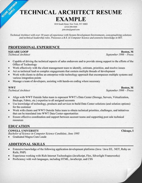 Technical Architect Resume Example Job Resume