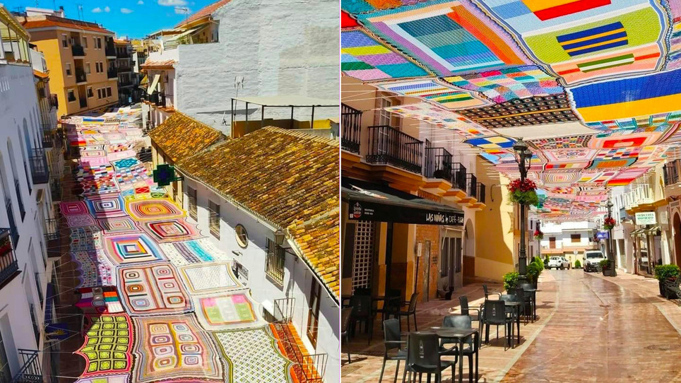 À Malaga, des couvertures colorées réalisées en crochet protègent la rue du soleil | Veille territoriale AURH | Scoop.it