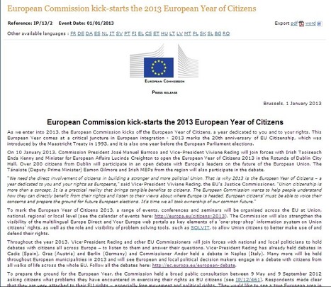 European Commission kick-starts the 2013 European Year of Citizens | 21st Century Learning and Teaching | Scoop.it