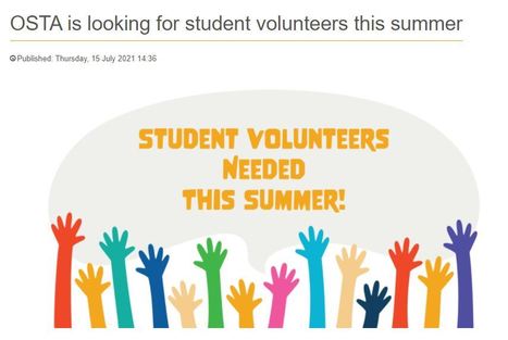 OSTA is looking for student volunteers this summer | iGeneration - 21st Century Education (Pedagogy & Digital Innovation) | Scoop.it
