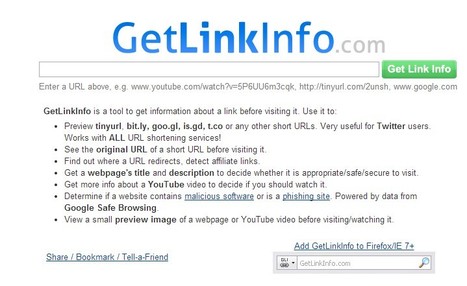 GetLinkInfo: Expand tinyurl/bit.ly URLs, find original URL, get webpage title/description, find URL redirections and more... | ICT Security Tools | Scoop.it