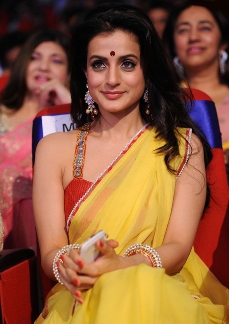 Beautiful Bollywood Girl Amisha Patel in Red Blouse and Yellow Saree at Cannes Film Festival, Actress, Bollywood, Indian Fashion | Indian Fashion Updates | Scoop.it