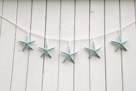 Starfish light blue Wall hanging garland beach party wedding porch mantel decoration by ilPiccoloGiardino | Beachy Keen | Scoop.it