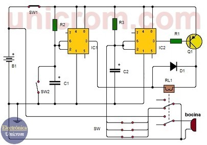 Alarma para automóvil con dos 555 (circuito) | tecno4 | Scoop.it