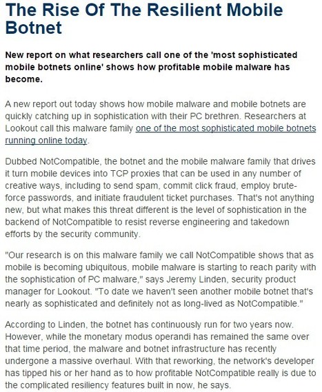The Rise Of The Resilient Mobile Botnet | MobileSecurity | BYOD | CyberSecurity | ICT Security-Sécurité PC et Internet | Scoop.it