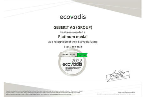 Geberit renueva el certificado Platino de EcoVadis por tercer año seguido | EcoVadis Customer Success Stories | Scoop.it