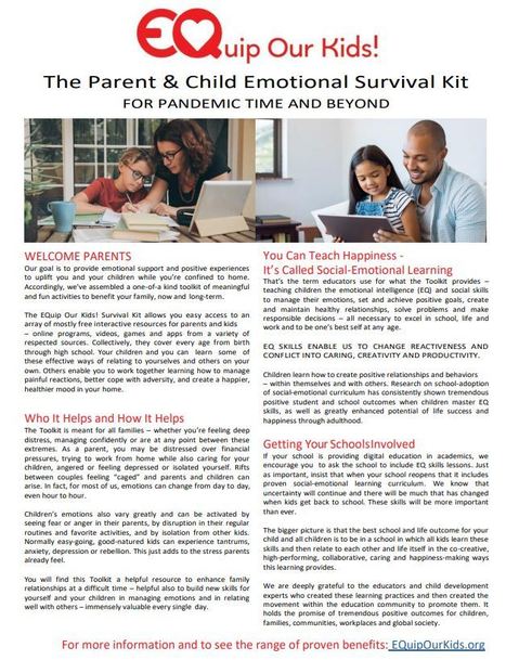 The Parent and Child Emotional Survival Kit - for Pandemic time and beyond via bigEQcampaign.org  | iGeneration - 21st Century Education (Pedagogy & Digital Innovation) | Scoop.it
