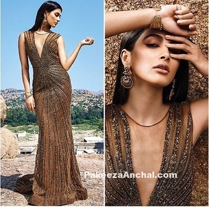 Pooja Hegde in Falguni and Shane Peacock Deep Net neck dress, #ActressInBrownDresses, #ActressInGowns, #BollywoodActress, #BollywoodDesignerDresses, #CelebrityDresses, #DesignerWear, #Gowns, #Hello... | Indian Fashion Updates | Scoop.it