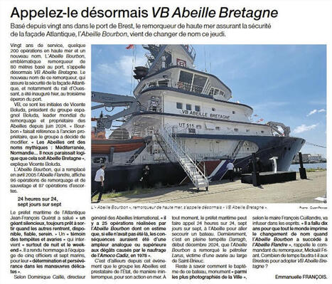 L’emblématique remorqueur de haute mer basé à Brest Abeille Bourbon renommé VB Abeille Bretagne | DEFENSE NEWS | Scoop.it