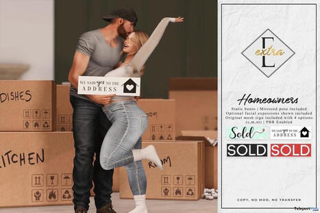 Homeowners Couple Pose & Sign Prop September 2026 Group Gift by Extra | Teleport Hub - Second Life Freebies | Second Life Freebies | Scoop.it