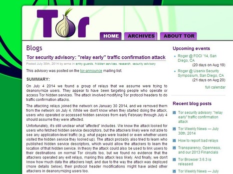 The Tor Blog | Tor security advisory: "relay early" traffic confirmation attack | ICT Security-S&eacute;curit&eacute; PC et Internet | Scoop.it