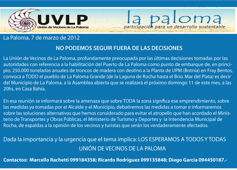 Uruguay/ Rocha : Asamblea de la Unión de Vecinos de la Paloma 11/03/2012 | MOVUS | Scoop.it