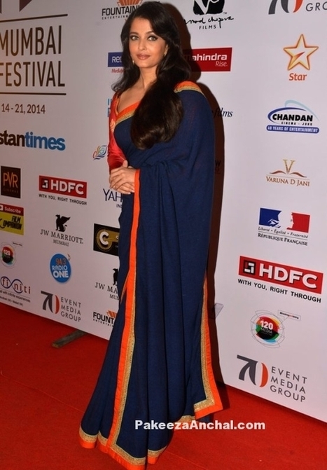 Aishwarya Rai Bachan in Blue Sabyasachi Partywear Saree with full Sleeve Blouse | Indian Fashion Updates | Scoop.it
