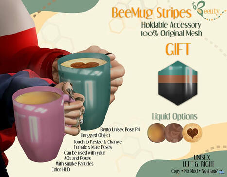 BeeMug Stripe June 2024 Group Gift by Beeuty | Teleport Hub - Second Life Freebies | Second Life Freebies | Scoop.it