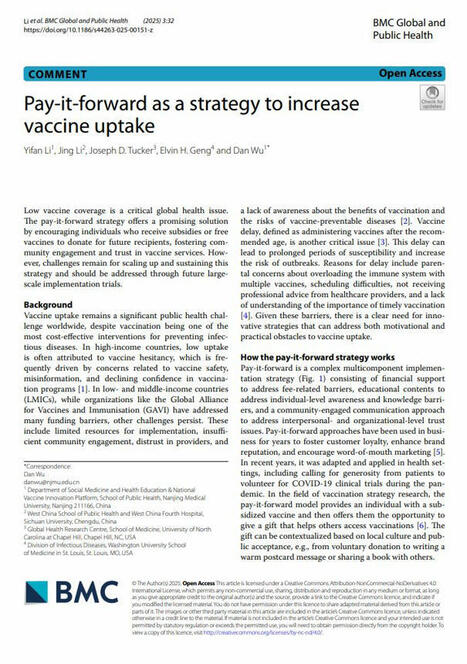📄 Can a pay-it-forward strategy for vaccination help increase uptake? An… | Immunization Economics | Hésitations Vaccinales: Observatoire HESIVAXs | Scoop.it