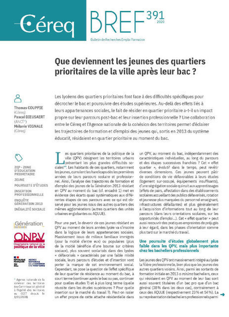 Que deviennent les jeunes des quartiers prioritaires de la ville apr&egrave;s leur bac ? | Cereq | Jeunesse, &eacute;ducation et d&eacute;crochage scolaire | Scoop.it