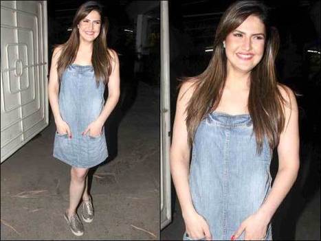 Zareen Khan In A Hot Denim Dress, Paired With Silver Sneakers | Celebrity Fashion Trends | Scoop.it