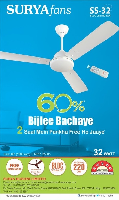 Surya Bldc Fan Ss 32 Energy Saving Ceiling Fa