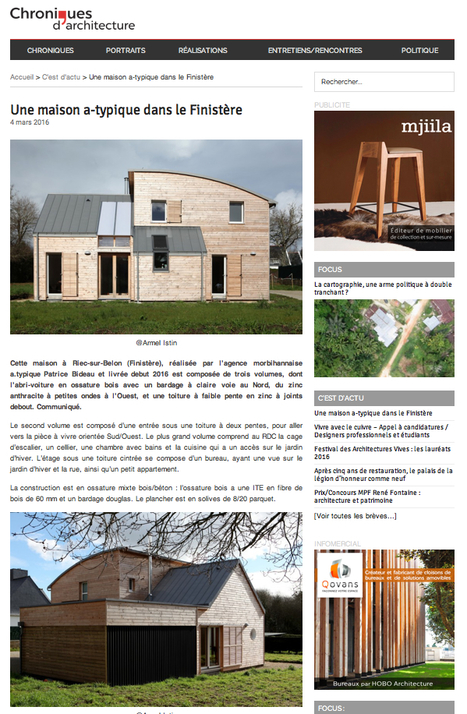 " Une maison a-typique dans le Finistère " CHRONIQUES D'ARCHITECTURE  | Architecture, maisons bois & bioclimatiques | Scoop.it