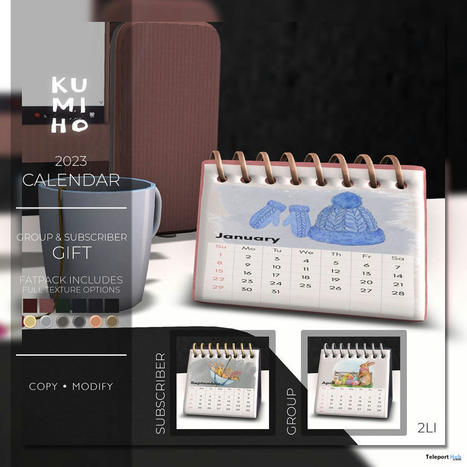 2023 Calendar January 2023 Group Gift by KUMIHO | Teleport Hub - Second Life Freebies | Second Life Freebies | Scoop.it