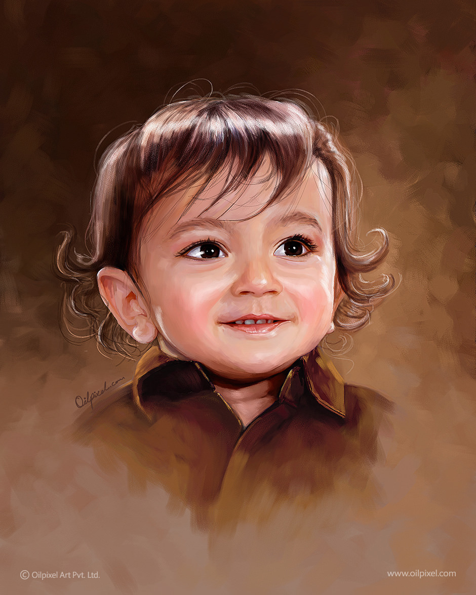 baby boy digital portrait painting by oilpixel scoop it