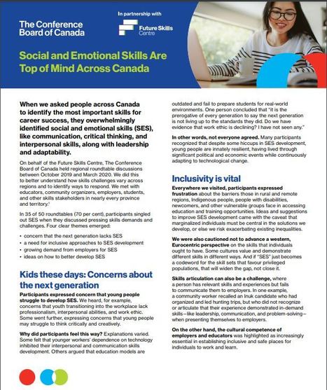 Social and Emotional Skills - top of mind across Canada according to Conference Board of Canada report  | iGeneration - 21st Century Education (Pedagogy & Digital Innovation) | Scoop.it