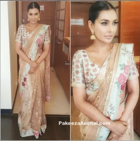 Lisa Ray in Floral Saree Blouse Design by Sabyasachi | Indian Fashion Updates | Scoop.it