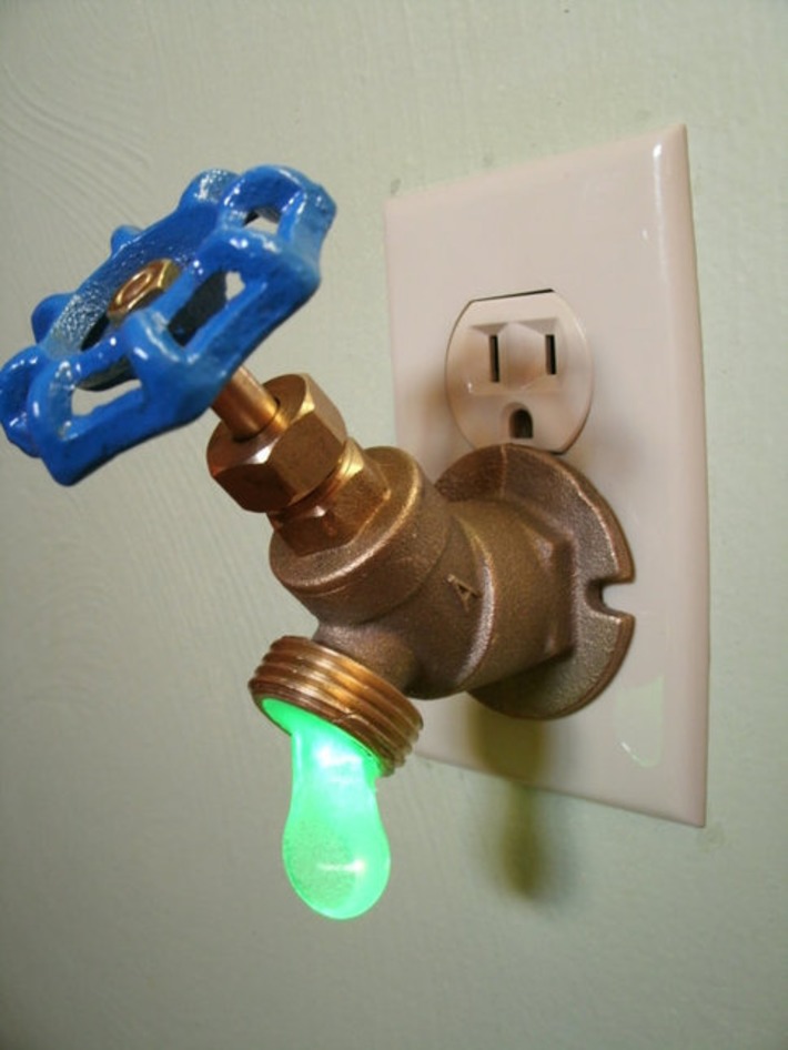 Green LED Faucet Valve night light | Walking On Sunshine | Scoop.it