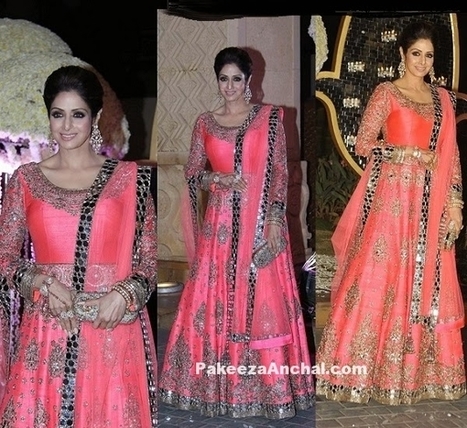 Sridevi in Pink Lehenga at Riddhi Malhotra & Tejas Talwalkar's wedding reception | Indian Fashion Updates | Scoop.it