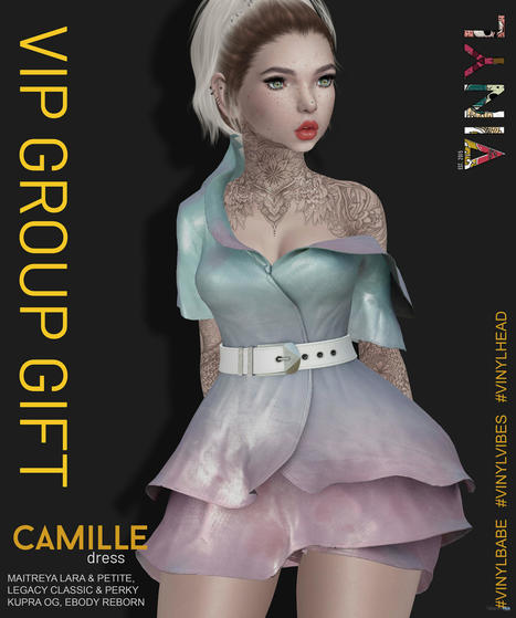 Camille Dress July 2022 Group Gift by VINYL | Teleport Hub - Second Life Freebies | Second Life Freebies | Scoop.it