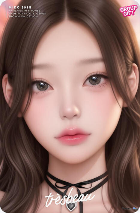 Mido Skin For Lelutka EvoX & Genus January 2026 Group Gift by tr&egrave;s beau | Teleport Hub - Second Life Freebies | Second Life Freebies | Scoop.it