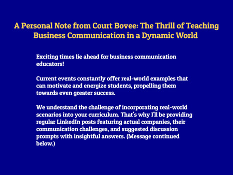 A Personal Note from Court Bovee and John Thill | Exclusive Teaching Resources for Business Communication Instructors | Scoop.it