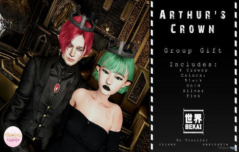 Arthur&rsquo;s Crown Unisex August 2021 Group Gift by +SEKAI+ | Teleport Hub - Second Life Freebies | Second Life Freebies | Scoop.it
