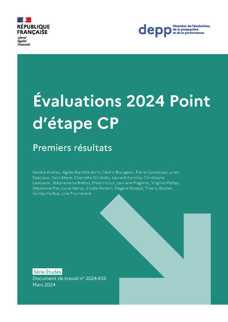 Évaluations 2024 : Point d’étape CP - Premiers résultats | Veille Éducative - L'actualité de l'éducation en continu | Scoop.it