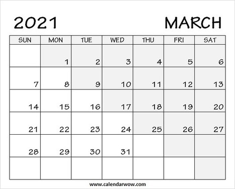 printable calendar mar 2021 Print Blank March 2021 Calendar With Notes printable calendar mar 2021