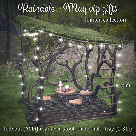 Hideout, Table, Chair, & Tray May 2022 Group Gift by Raindale | Teleport Hub - Second Life Freebies | Second Life Freebies | Scoop.it