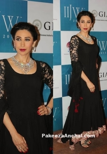 Karishma Kapoor in Designer Manish Malhotra's Black Long Anarkali Frock | Indian Fashion Updates | Scoop.it