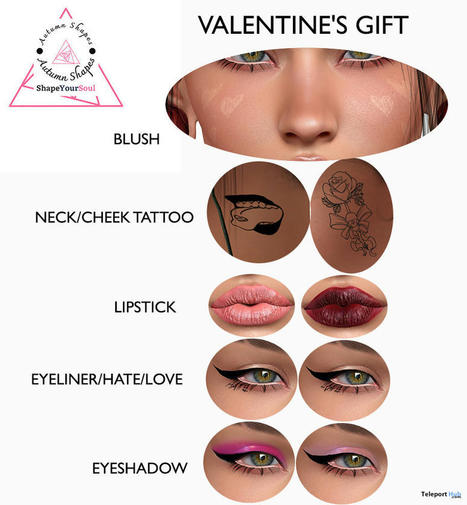 Valentine Makeup Pack 1L Promo Gift by AUTUMN SHAPES | Teleport Hub - Second Life Deals | Second Life Freebies | Scoop.it