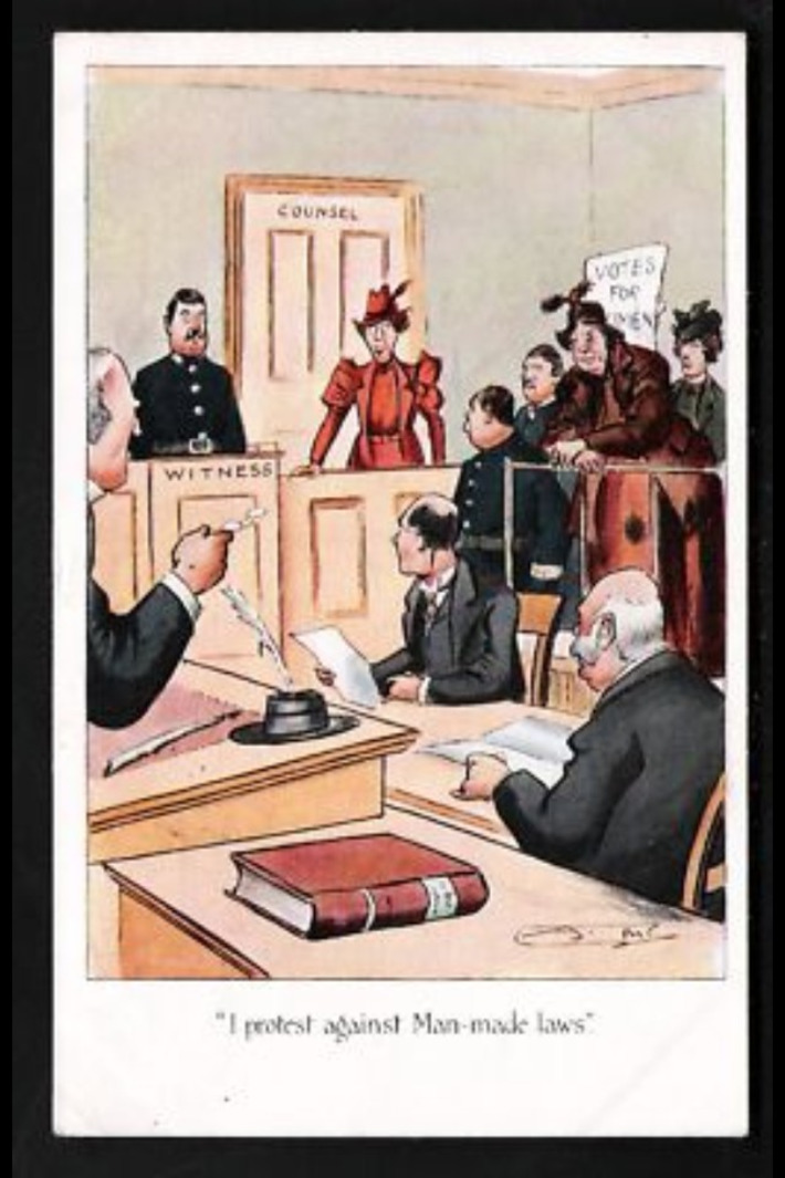 "I protest against man-made laws." Brilliant Edwardian cartoon. #suffragettes | Machinimania | Scoop.it