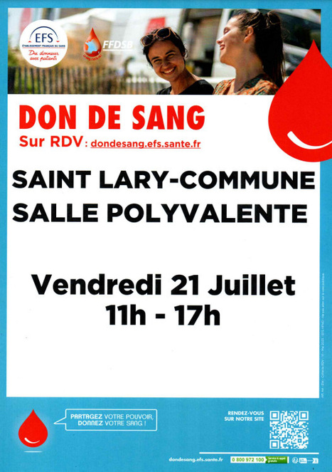 Donnez votre sang à Saint-Lary Soulan le 21 juillet | Vallées d'Aure & Louron - Pyrénées | Scoop.it