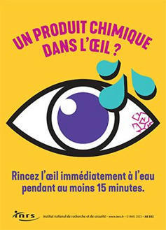 Autocollant “Un produit chimique dans l’œil ?” | INRS | Prévention du risque chimique | Scoop.it
