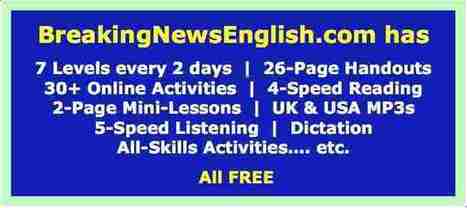 Breaking News English Lessons: Easy English News Materials | Current Events | ESL Materials | Human Interest | Scoop.it