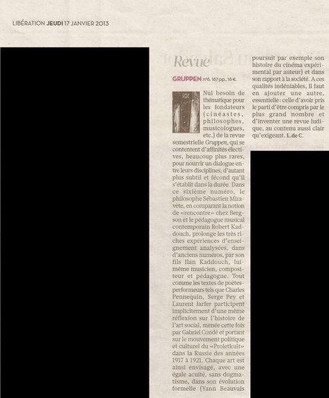 Libération, jeudi 17 janvier 2013 : Revue Gruppen | Revues | Scoop.it